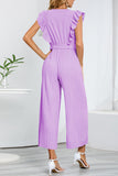 Lutaotie Casual Simplicity Solid With Belt V Neck Regular Jumpsuits