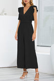 Lutaotie Casual Simplicity Solid With Belt V Neck Regular Jumpsuits