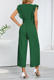 Lutaotie Casual Simplicity Solid With Belt V Neck Regular Jumpsuits