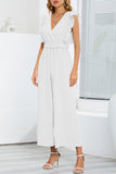 Lutaotie Casual Simplicity Solid With Belt V Neck Regular Jumpsuits