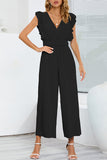 Lutaotie Casual Simplicity Solid With Belt V Neck Regular Jumpsuits