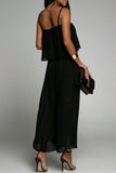 Lutaotie Casual Simplicity Solid Fold Strapless Loose Jumpsuits