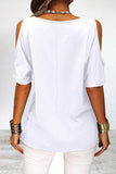 Lutaotie Casual Simplicity Solid Asymmetrical O Neck T-Shirts