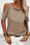 Lutaotie Casual Simplicity Solid Asymmetrical O Neck T-Shirts