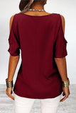 Lutaotie Casual Simplicity Solid Asymmetrical O Neck T-Shirts