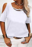 Lutaotie Casual Simplicity Solid Asymmetrical O Neck T-Shirts