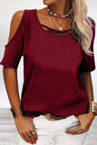 Lutaotie Casual Simplicity Solid Asymmetrical O Neck T-Shirts