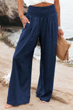 Lutaotie Casual Simplicity Solid Solid Color Loose Wide Leg Solid Color Bottoms