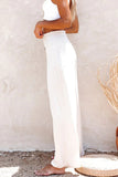 Lutaotie Casual Vacation Solid Buttons Loose High Waist Wide Leg Solid Color Bottoms(6 Colors)