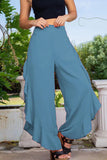 Lutaotie Casual Street Simplicity Solid Flounce Asymmetrical Loose High Waist Wide Leg Solid Color Bottoms