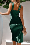 Lutaotie Celebrities Elegant Solid Solid Color V Neck Waist Skirt Dresses