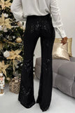 Lutaotie British Style Elegant Solid Sequins Straight High Waist Speaker Bottoms