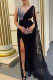 Lutaotie Celebrities Elegant Patchwork Sequins V Neck Evening Dress Dresses