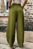 Lutaotie Casual Daily Solid Pocket Loose High Waist Harlan Solid Color Bottoms