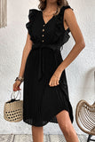 Lutaotie Casual Elegant Solid Frenulum V Neck A Line Dresses