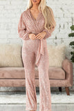 Lutaotie Casual Elegant Solid Sequins V Neck Regular Jumpsuits