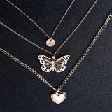 Lutaotie Casual Solid Butterfly Patchwork Necklaces