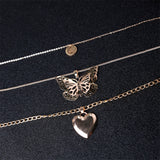 Lutaotie Casual Solid Butterfly Patchwork Necklaces