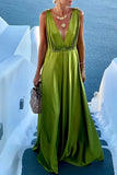 Lutaotie Elegant Vacation Solid Solid Color V Neck A Line Dresses