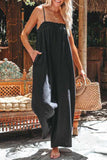 Lutaotie Casual Solid Flounce Strapless Loose Jumpsuits