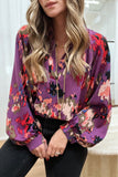 Lutaotie Work Elegant Print Patchwork V Neck Blouses(4 Colors)