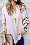 Lutaotie Work Elegant Solid Patchwork V Neck Tops