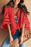 Lutaotie Work Elegant Solid Patchwork V Neck Tops