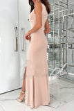 Lutaotie Celebrities Elegant Solid Slit Fold V Neck Evening Dress Dresses(4 Colors)