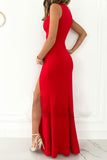 Lutaotie Celebrities Elegant Solid Slit Fold V Neck Evening Dress Dresses(4 Colors)