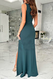 Lutaotie Celebrities Elegant Solid Slit Fold V Neck Evening Dress Dresses(4 Colors)