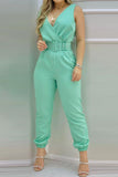 Lutaotie Sexy Casual Solid Backless With Belt V Neck Regular Jumpsuits(6 Colors)