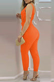 Lutaotie Sexy Casual Solid Backless With Belt V Neck Regular Jumpsuits(6 Colors)