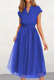 Lutaotie Celebrities Elegant Solid Mesh V Neck Princess Dresses