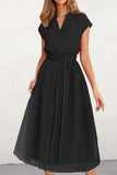 Lutaotie Celebrities Elegant Solid Mesh V Neck Princess Dresses