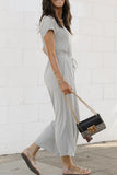 Lutaotie Casual Daily Solid Pocket Frenulum V Neck Jumpsuits