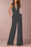 Lutaotie Sexy Elegant Solid Backless Fold V Neck Regular Jumpsuits(12 Colors)