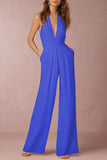 Lutaotie Sexy Elegant Solid Backless Fold V Neck Regular Jumpsuits(12 Colors)