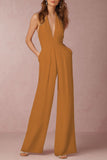 Lutaotie Sexy Elegant Solid Backless Fold V Neck Regular Jumpsuits(12 Colors)