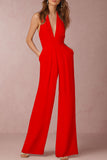 Lutaotie Sexy Elegant Solid Backless Fold V Neck Regular Jumpsuits(12 Colors)