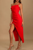 Lutaotie Sexy Elegant Solid Slit Asymmetrical Irregular Dress Dresses