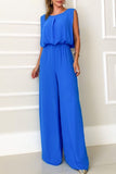 Lutaotie Casual Street Solid Solid Color O Neck Loose Jumpsuits