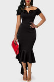 Lutaotie Celebrities Elegant Solid Solid Color V Neck One Step Skirt Dresses