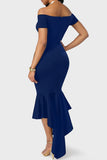 Lutaotie Celebrities Elegant Solid Solid Color V Neck One Step Skirt Dresses