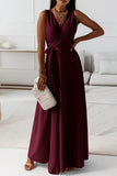 Lutaotie Celebrities Elegant Solid With Belt V Neck Evening Dress Dresses