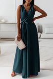 Lutaotie Celebrities Elegant Solid With Belt V Neck Evening Dress Dresses