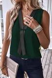 Lutaotie Casual Simplicity Solid Patchwork V Neck Tops