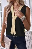 Lutaotie Casual Simplicity Solid Patchwork V Neck Tops