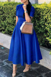 Lutaotie Celebrities Elegant Solid Solid Color O Neck Waist Skirt Dresses(4 Colors)