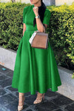 Lutaotie Celebrities Elegant Solid Solid Color O Neck Waist Skirt Dresses(4 Colors)