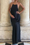 Lutaotie Sexy Elegant Solid Frenulum Backless Asymmetrical Halter Evening Dress Dresses